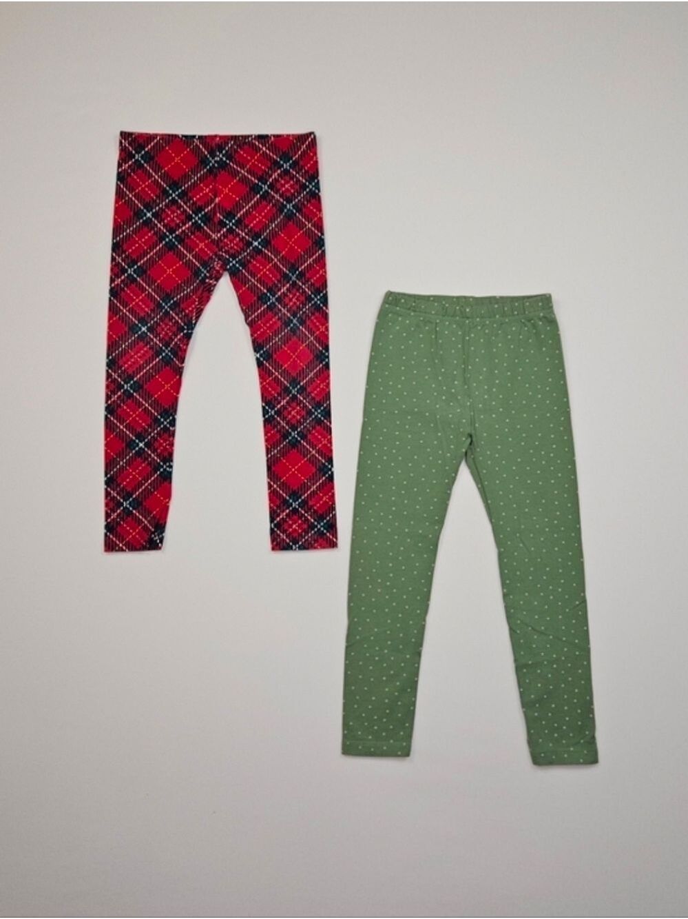 5/$25 Girls Leggings Bundle XS 4-5 Red Plaid & Green Polka Dot George